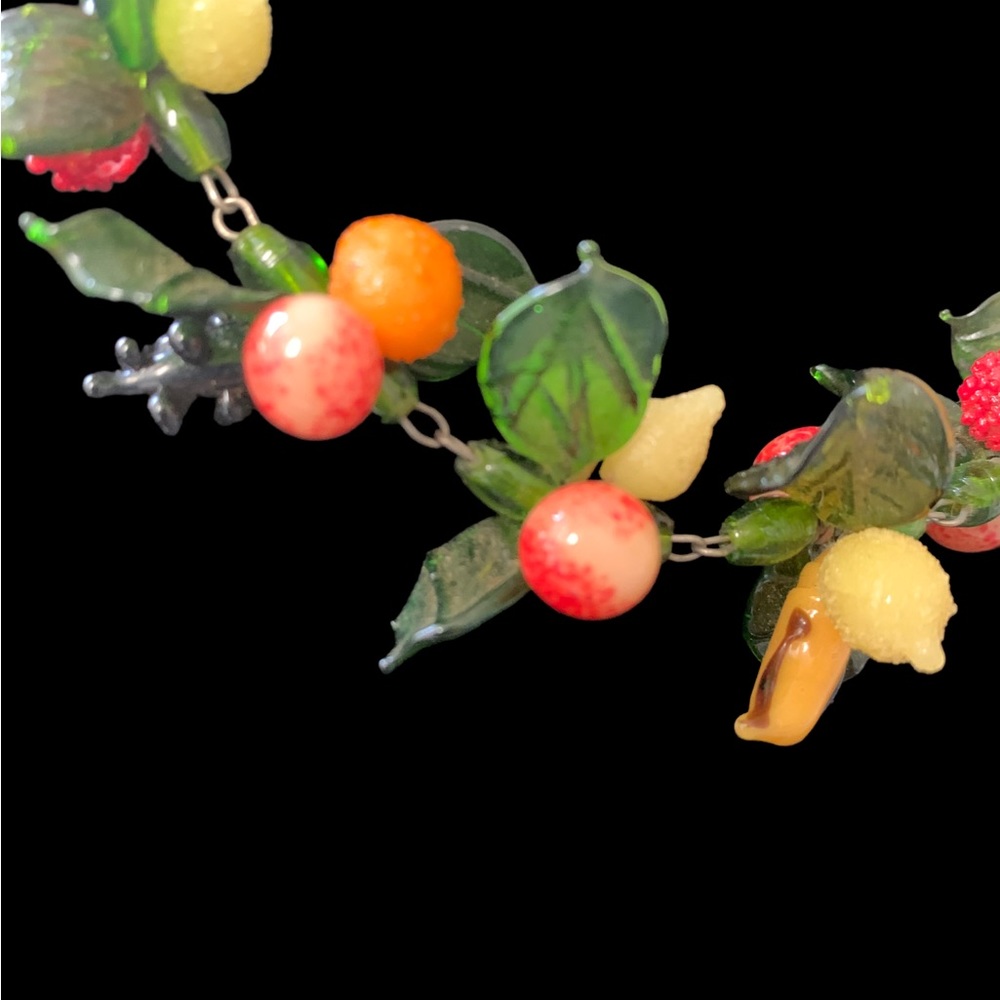 Poured glass tutti-frutti fruit salad, necklace vintage - Picture 6 of 8